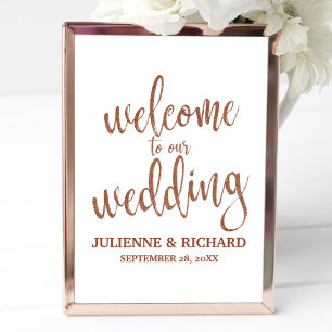 Trouw Welkom Koper Glitter 8x10 Bord Poster