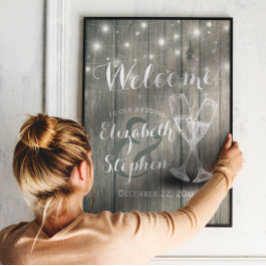 Trouw Welkom Receptie Bord Champagne Glazen Poster