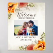 Trouw Welkom Verbrande Oranje Bloem Foto  Poster (Voorkant)