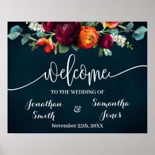 Trouw Welkom Wijn Navy Bourgondië Bord Poster