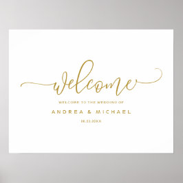 Trouw Welkomstbord - Bounce Calligrafie Goud Poster