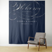 Trouw welkomstbord Elegant Nep Zilver Schrift Wandkleed (In situ)