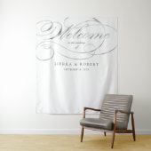 Trouw welkomstbord Elegant Nep Zilver Schrift Wandkleed (In situ)