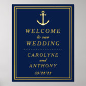 Trouw welkomstbord met echte folie en anker folie afdrukken (Voorkant)