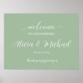 Trouw welkomstbord met mintgroen poster (Voorkant)