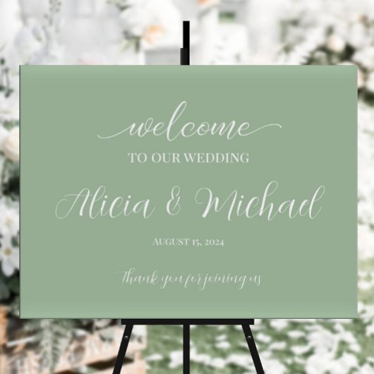 Trouw welkomstbord met mintgroen poster