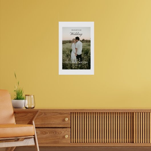 Trouw welkomstbord poster met foto wit (Woonkamer 2)