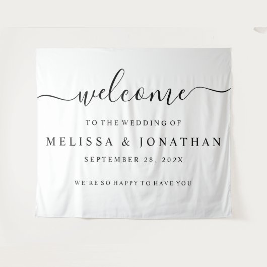Trouw Welkomstbord Wit Zwart Tapijt Wandkleed (Voorkant (horizontaal))