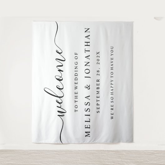 Trouw Welkomstbord Wit Zwart Tapijt Wandkleed (Voorkant)