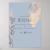 Trouw Welkomstborden - Stof Blauw Perzik Poster (Voorkant)