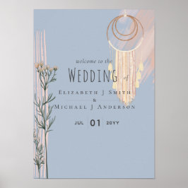 Trouw Welkomstborden - Stof Blauw Perzik Poster