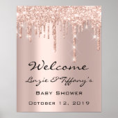 Trouw Welkomstposter Roze Drips Baby Shower Poster (Voorkant)