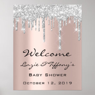 Trouw Welkomstposter Zilveren Druppels Baby Shower Poster