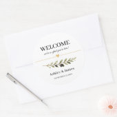 Trouw Welkomststickers | Ronde Olijfbladlabels Sticker (Envelop)