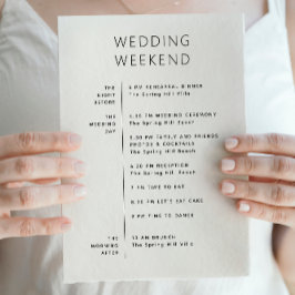 Trouw welkomsttas. Weekend agenda Tijdschema Kaart