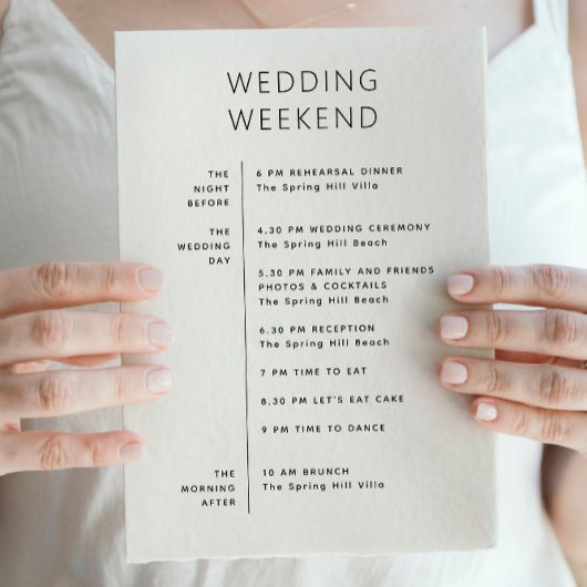 Trouw welkomsttas. Weekend agenda Tijdschema Kaart
