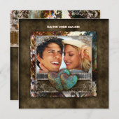 Trouw Westerse Suède Verlovings Valentijn Kaart (Voorkant / Achterkant)