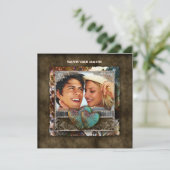 Trouw Westerse Suède Verlovings Valentijn Kaart (Staand voorkant)