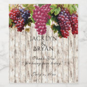 Trouw Wijn Aquarel Druiven Witte Houten Paneel Wijn Etiket (Enkel label)