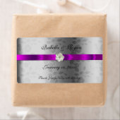 Trouw Wijn Water Label Paarse Lint & Bloemen (Insitu)