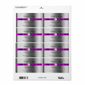 Trouw Wijn Water Label Paarse Lint & Bloemen (Full Sheet)