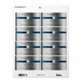 Trouw Wijn/Waterfles Label met Blauwe Lint (Full Sheet)