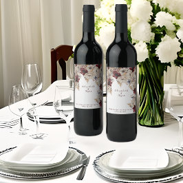 Trouw Wijn Witte Bourgondië Bloemen Wijn Etiket