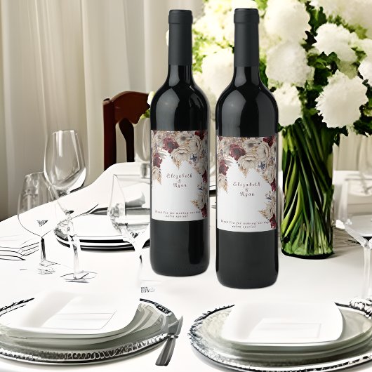 Trouw Wijn Witte Bourgondië Bloemen Wijn Etiket