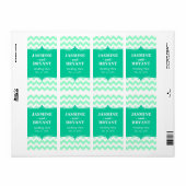 Trouw Wijnfles Mint Chevron Patroon Favor Etiket (Full Sheet)