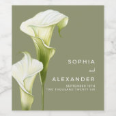 Trouw Wijnlabel "Delicate Calla Lilies" Wijn Etiket (Enkel label)