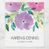 Trouw wijnlabel met bloesemmotief wijn etiket (Enkel label)