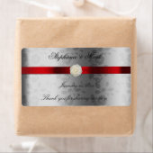 Trouw Wijnlabel met Rode Lint op Zilver Etiket (Insitu)