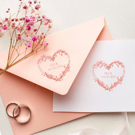 Trouw wilde bloemen hart initialen en datum rubberstempel
