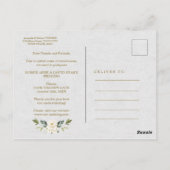 Trouw Wit Bloemmotief Wijzig de Datum Briefkaart (Achterkant)