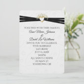 Trouw Wit Geprägt Bloemmotief met Hart Kaart (Staand voorkant)