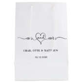 Trouw wit meneer mevrouw hart script  medium cadeauzakje (Achterkant)