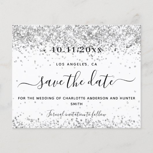 Trouw wit zilver budget bespaar datum flyer (Voorkant)