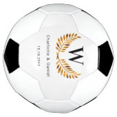 Trouw wit zwart goud laurierkrans monogram  voetbal (Gedraaid)