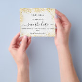 Trouw witte goud glitters budget bespaar datum flyer (Hand)