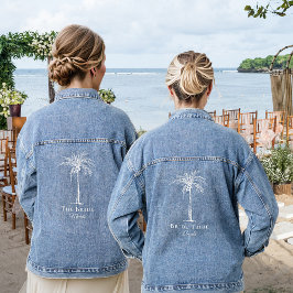 Trouw Witte Palmboom Persoonlijke Bruid Denim Jacket