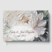 Trouw Witte Pioen Abstract Impasto Schilderij  Gastenboek (Voorkant)