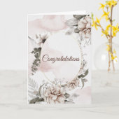 Trouw Witte Rozen Vintage Felicitatie Kaart (Gele Bloem)