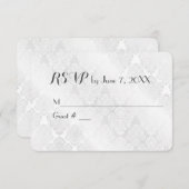 Trouw Witte Satijn Damast RSVP (Voorkant / Achterkant)
