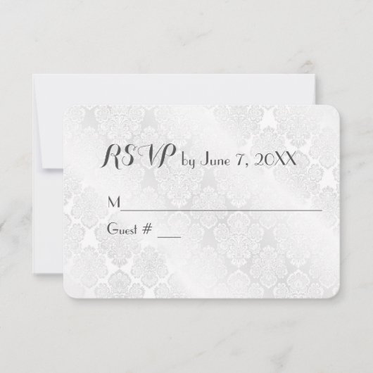 Trouw Witte Satijn Damast RSVP (Voorkant)