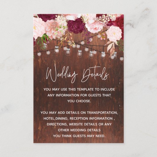 Trouw Wooden Metselaarsvaas Burgundy Details Ontva Informatiekaartje (Voorkant)