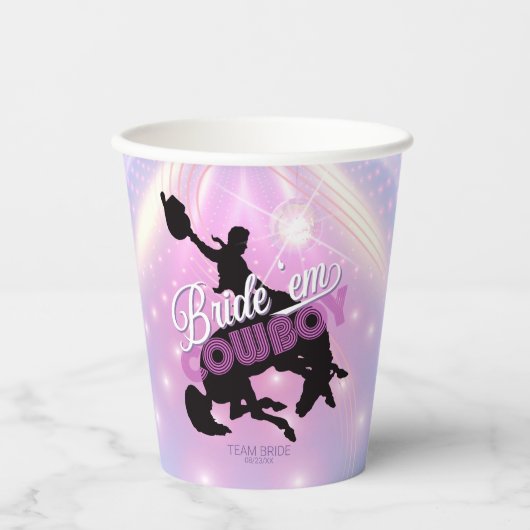 Trouw ze Cowboy Bachelorette v2 Team Bruid ID928 Papieren Bekers (Voorkant)