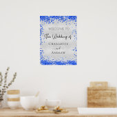 Trouw zilver koningsblauw confetti welkom poster (Keuken)