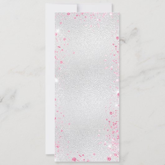 Trouw zilver roze bloemen menu kaart (Achterkant)