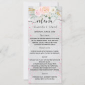 Trouw zilver roze bloemen menu kaart (Voorkant)