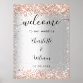 Trouw zilver roze goud namen script welkom poster (Voorkant)